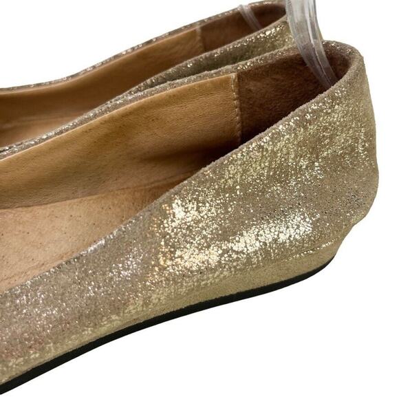 Fs/Ny French Sole Gold Leather Slip On Wedge Loafers Round Toe Womens Shoes sz 6 - Picture 9 of 16